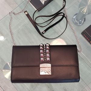 EUC - Mario Valentino black rockstud convertible shoulder/crossbody/clutch bag